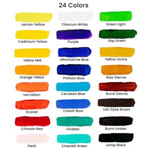 W.A. Portman Acrylic Paint Set - Paint Kit - Acrylic Paint Sets for Adults - 24 Piece Acrylic Paint Set with Canvas and Brushes - Acrylic Paints - Painting Set with Brushes