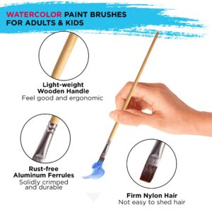 OOKU 8PCS Paint Brush Set, Watercolor Paint Brushes for Kids Adults | Round Flat Paint Brushes for Acrylic Painting, Artist Paint Brushes | Nylon Bristles for Oil Gouache Acrylic Paint Brushes
