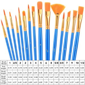 AROIC Acrylic Paint Brush Set, 30 pcs Nylon Hair Paint Brushes for All Purpose Oil Watercolor Face Body Rock Painting Artist, Small Paint Brush Kits for Kids Adult Drawing