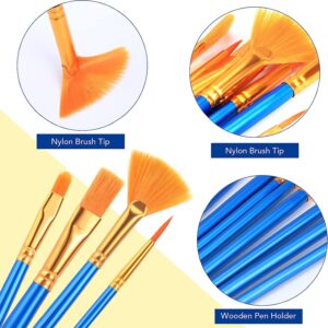 AROIC Acrylic Paint Brush Set, 30 pcs Nylon Hair Paint Brushes for All Purpose Oil Watercolor Face Body Rock Painting Artist, Small Paint Brush Kits for Kids Adult Drawing