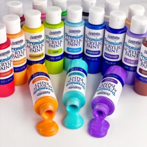 ArtSkills Acrylic Paint Set for Adults & Kids, Craft Paints for Artists & Beginners, Painting Supplies Kit for Canvas, Glass, Clay, Wood Arts, 18-ct