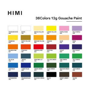 HIMI Twin Cup Jelly Gouache Paint Set, 36 Colors 12g, Jelly Cup Design, Non Toxic Paint for Canvas and Paper, Art Supplies for Professionals (Purple Case)