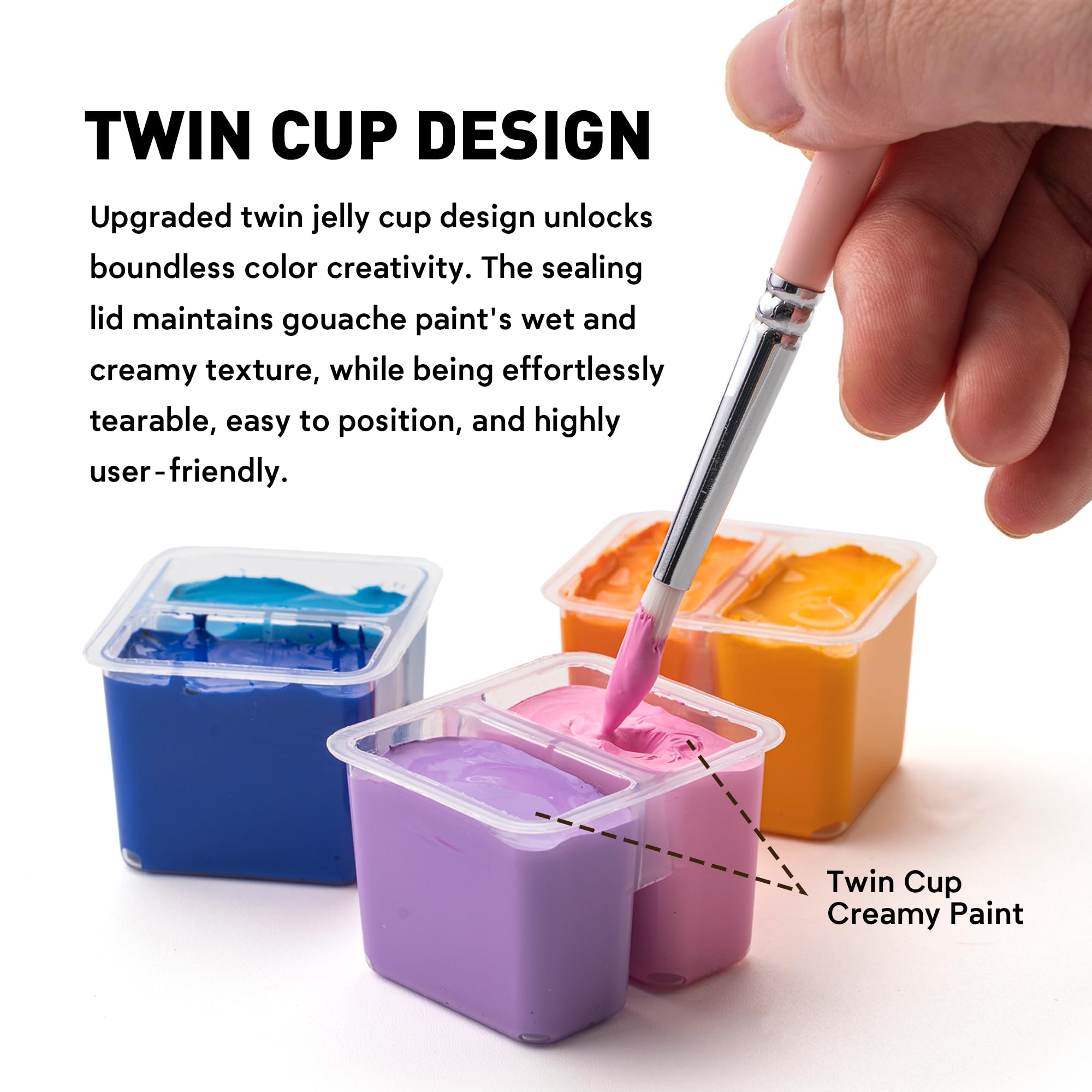 HIMI Twin Cup Jelly Gouache Paint Set, 36 Colors 12g, Jelly Cup Design, Non Toxic Paint for Canvas and Paper, Art Supplies for Professionals (Purple Case)