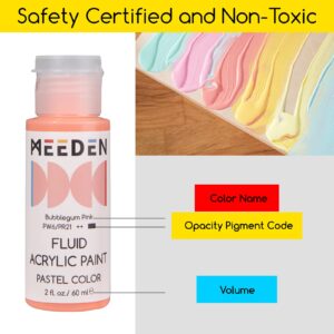 MEEDEN Fluid Pastel Acrylic Paint Set, 6 Vibrant Colors (2 oz, 60 ml), Rich Pigments, Non-Toxic High Flow Art Paints for Artists, Adults, Kids, Beginners, Art Supplies for Canvas Painting