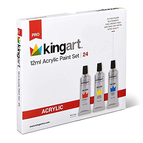 KINGART 505-24 12 mL Unique Colors Acrylic Paint (Set of 24), Assorted