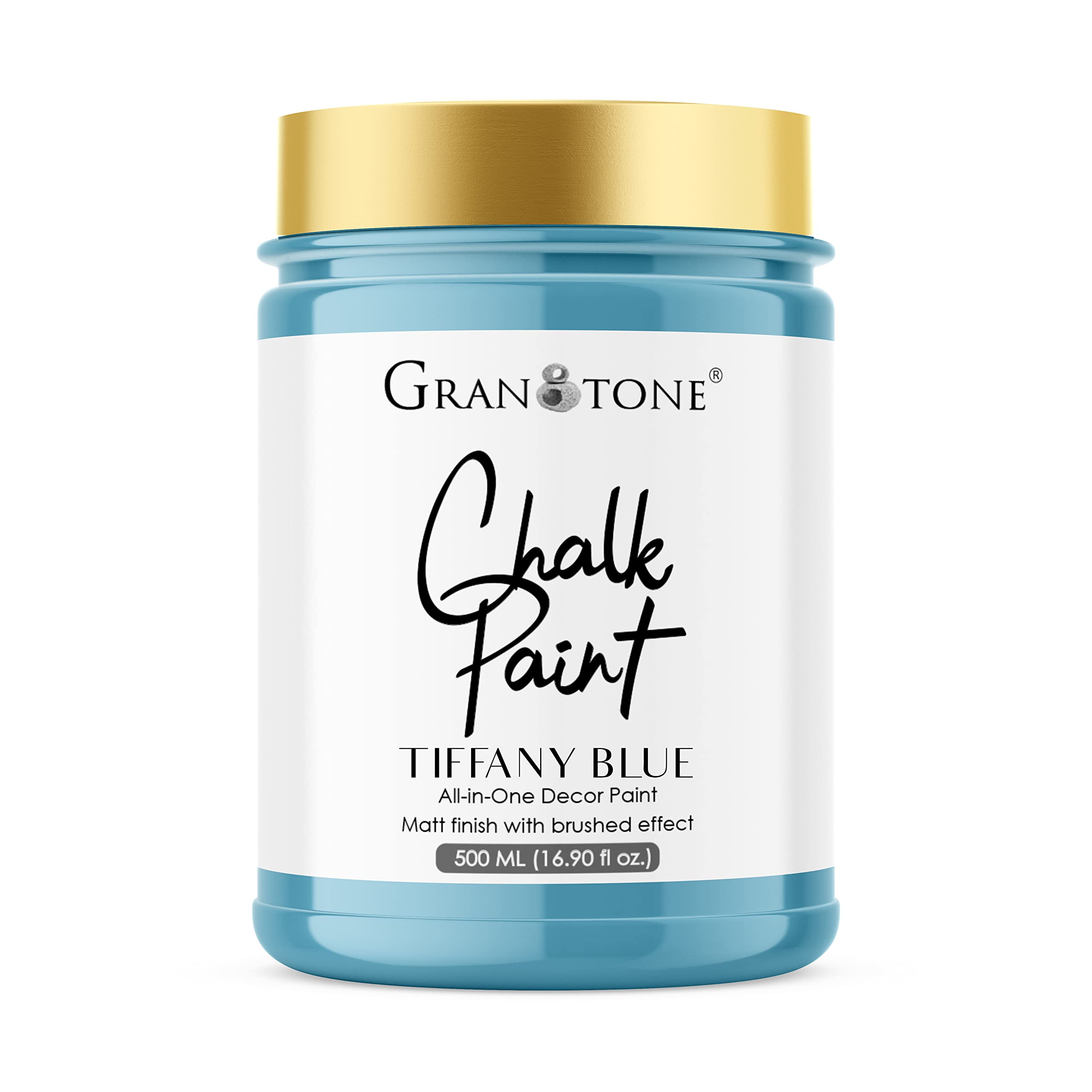 GRANOTONE Chalk Paint for Furniture, Matt-Finish Water-Based Acrylic Paint for Wood, Walls, Metal, Glass, Paper, Fabric Canvas, Maximum Coverage Chalk Paint for Kids & Adults, 500 Ml (TIFFANY BLUE)