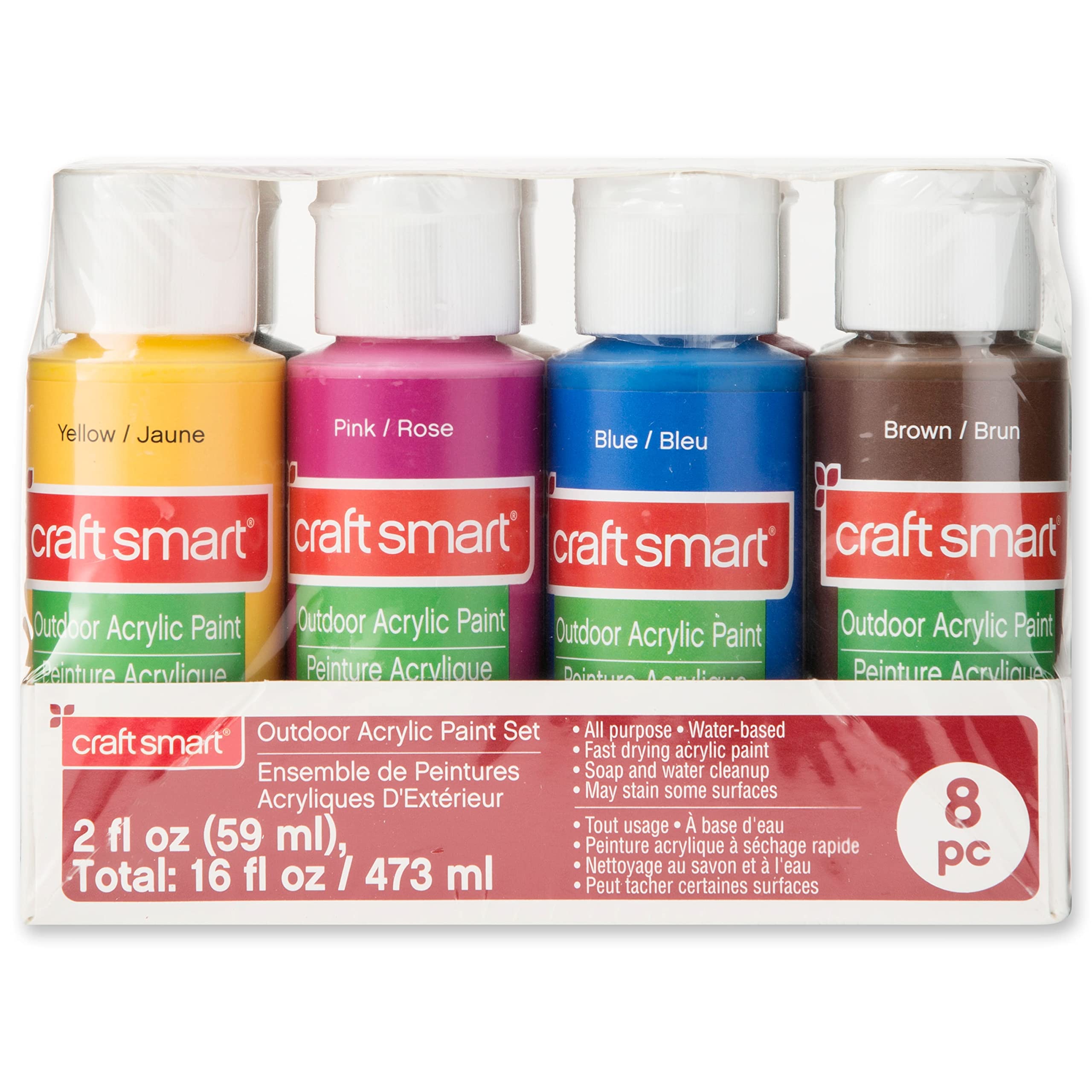 Craft Smart 8 Assorted Outdoor Acrylic Paint Set Non-Toxic Paint For Drawing, Painting, Art & Crafts Supplies - 1 Pack