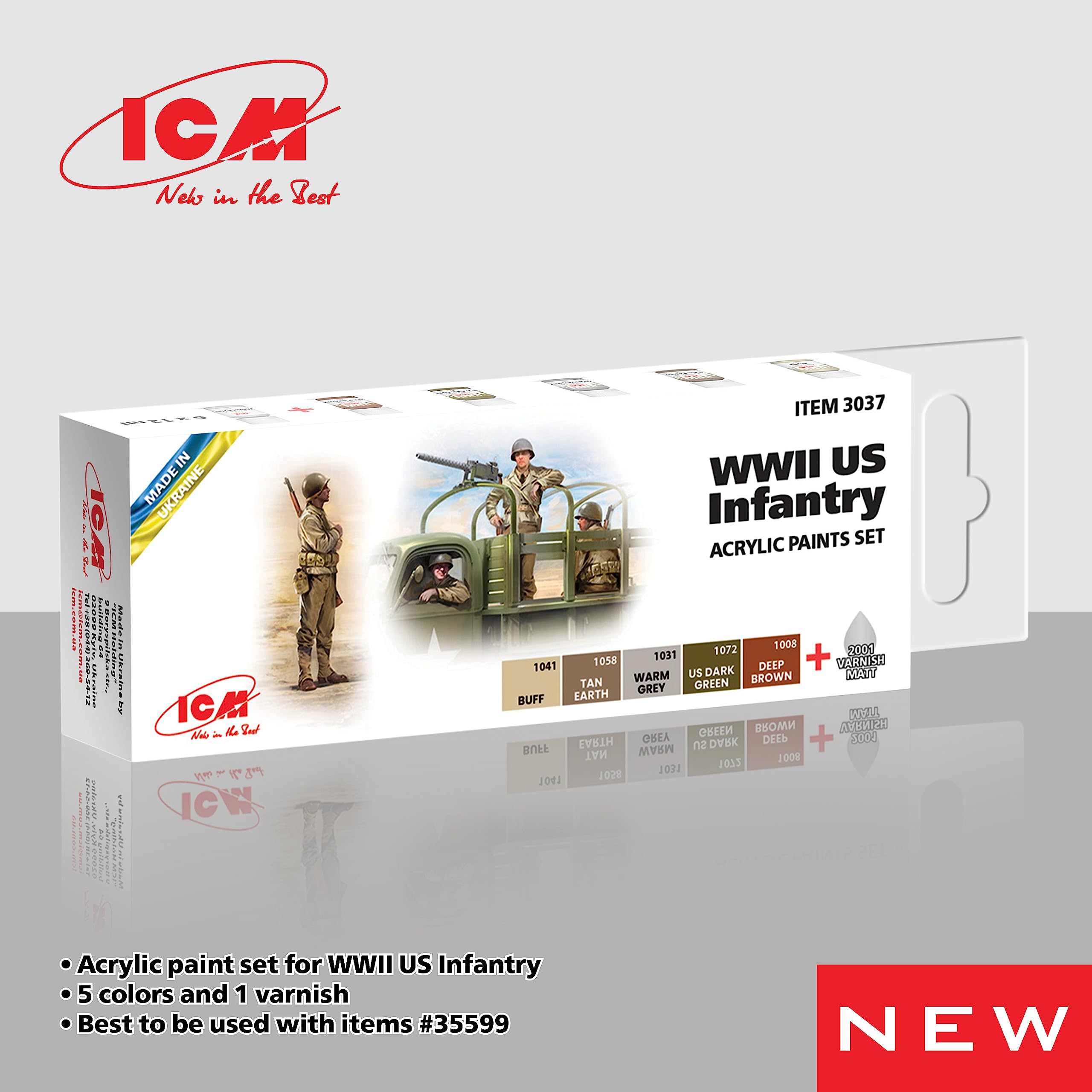 ICM 3037 - WWII US Infantry Acrylic Paint Set (35599)