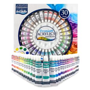 artskills acrylic paint set, hobby art & craft paint kits for adults & kids with paint palette for acrylic painting, 30 pc