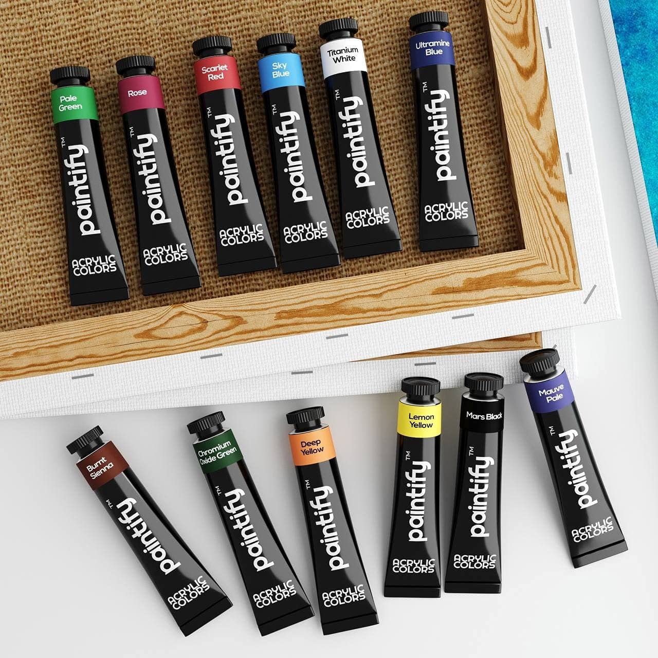 PAINTIFY Acrylic Paint Set - 12 Vibrant Colors, 22ml Tubes - Premium Quality, Non-Toxic, Rich Pigments - Perfect for Artists, Students & DIY Crafters