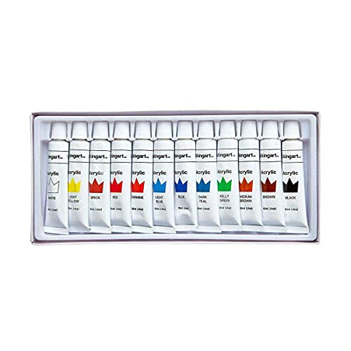 KINGART Studio Acrylic Paint, 12 ml (.4oz), Set of 12 Colors