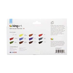 KINGART Studio Acrylic Paint, 12 ml (.4oz), Set of 12 Colors