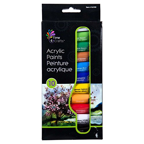 Time 4 Crafts 10-Piece Acrylic Paint for Watercolor or Oil Painting Projects, 8.25 inches, Multicolor