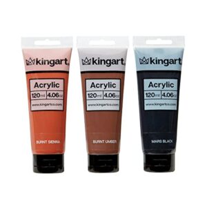 KINGART PRO Artist Acrylic Paint, 120ml (4.06oz), Set of 12 Unique Colors