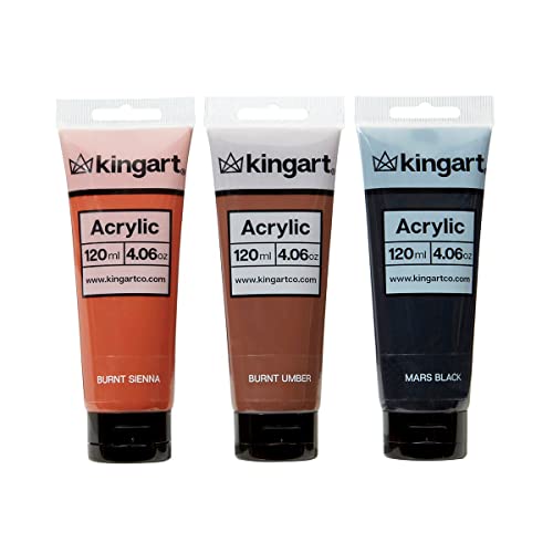 KINGART PRO Artist Acrylic Paint, 120ml (4.06oz), Set of 12 Unique Colors