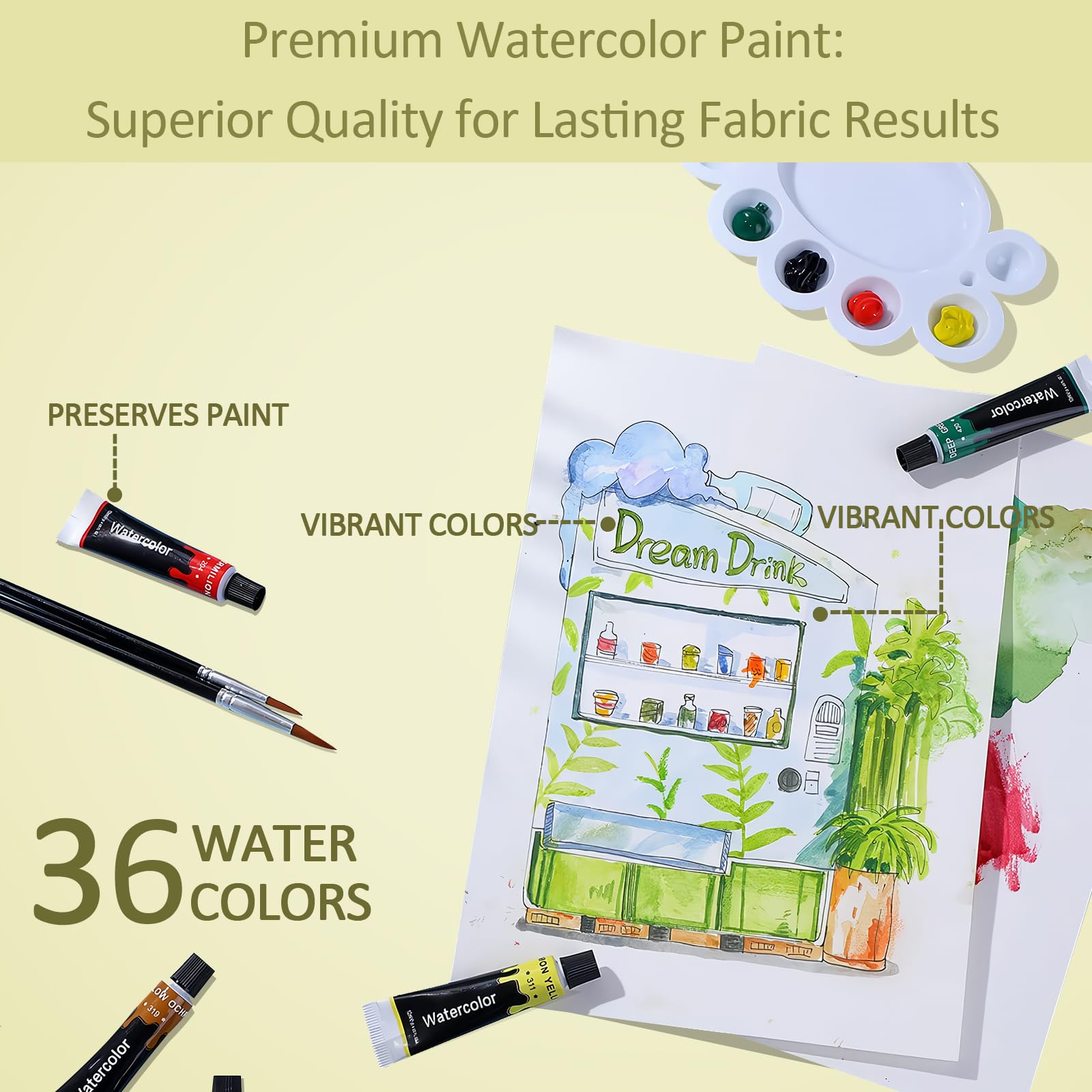 Colorful Watercolor Paint Set – 36 Colors Watercolor Paint Tubes with 16 Watercolor Papers, 6 Brushes, 1 Palette – Easy Blending for Children's Watercolor Art – Ideal for Watercolor Paper