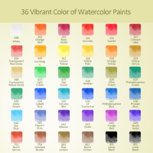 Colorful Watercolor Paint Set – 36 Colors Watercolor Paint Tubes with 16 Watercolor Papers, 6 Brushes, 1 Palette – Easy Blending for Children's Watercolor Art – Ideal for Watercolor Paper