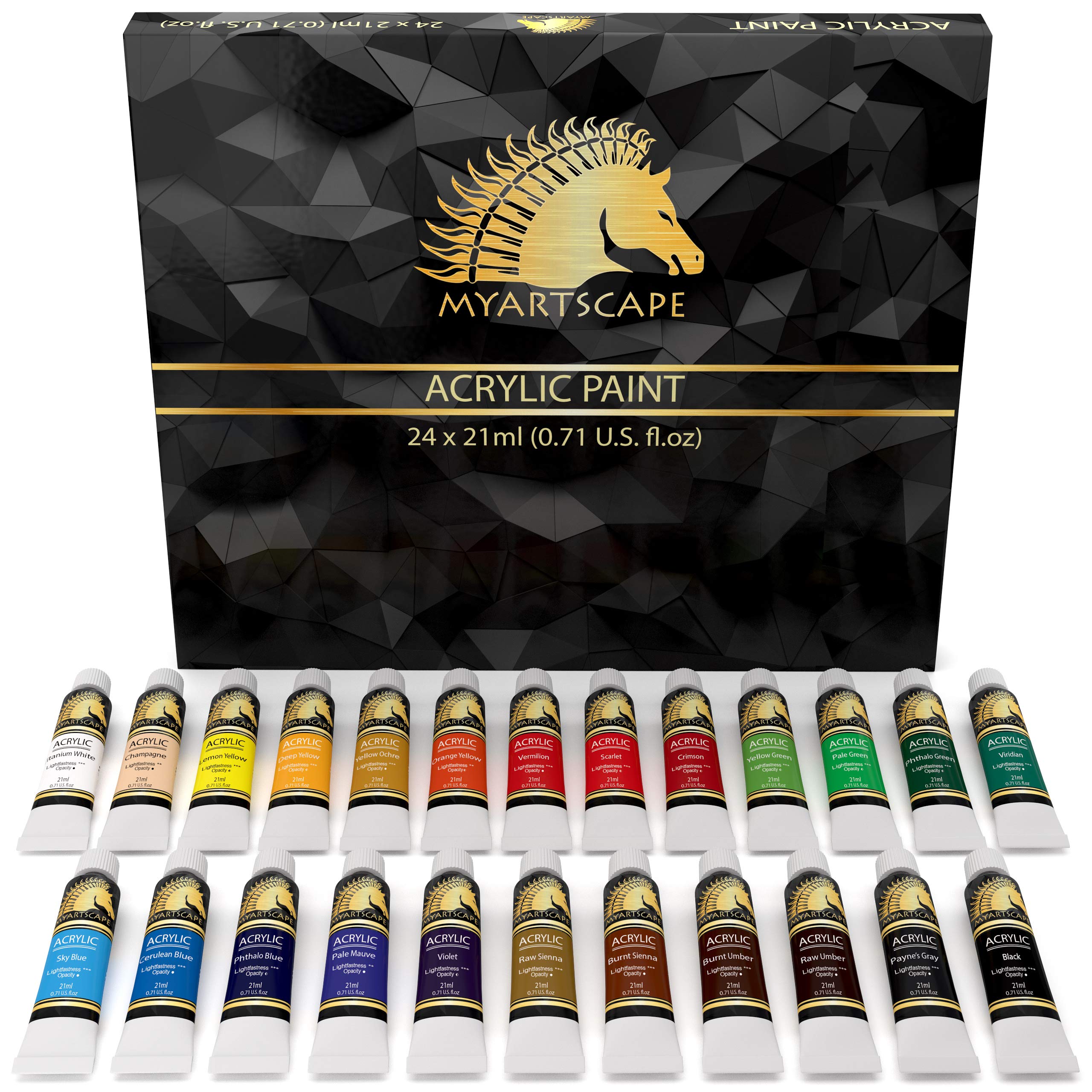 MyArtscape Acrylic Paint Set - 24 x 21ml Tubes - Lightfast - Heavy Body