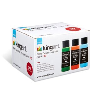 KINGART Outdoor Acrylic Paint, 60ml (2oz) Bottle, Set of 20 Unique Colors