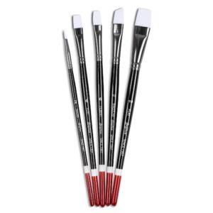 Angelus Acrylic Leather Paint Finisher No. 600-4oz and 5 Piece Paint Brush Set Combo Bundle