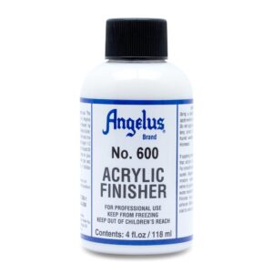 Angelus Acrylic Leather Paint Finisher No. 600-4oz and 5 Piece Paint Brush Set Combo Bundle