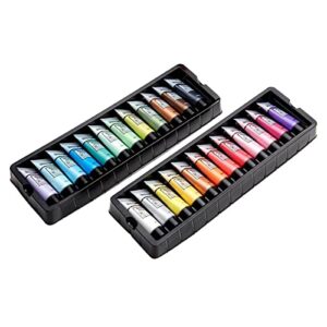 KINGART Metallic Acrylic Paint, Set of 24 Colors, 0.74 oz/22 ml Tubes with Storage Box, Rich Pigments, Non Fading, Non Toxic Paints for Artist & Hobby Painters, Art Supplies for Canvas Painting