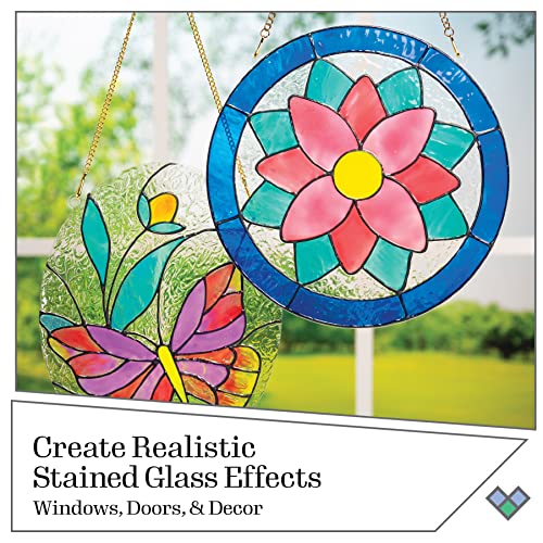 Gallery Glass PROMOGGSTR22 Stained Glass Painting Starter Kit, 10 Piece Set Including 6 Colors, 1 Bottle of Liquid Leading, 2 Plastic Surfaces and 1 Pattern Pack of 20 Molds