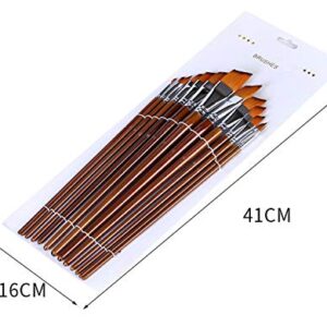 Paint Brushes Nylon Hair Angular Brushes 13pcs Long Handle Acrylic Paint Brush Set for Canvas Painting Oil Paint Professional Painting Kits (Angular 13pcs Longer Handle)