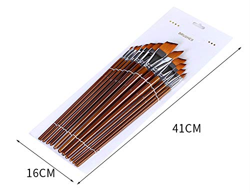 Paint Brushes Nylon Hair Angular Brushes 13pcs Long Handle Acrylic Paint Brush Set for Canvas Painting Oil Paint Professional Painting Kits (Angular 13pcs Longer Handle)