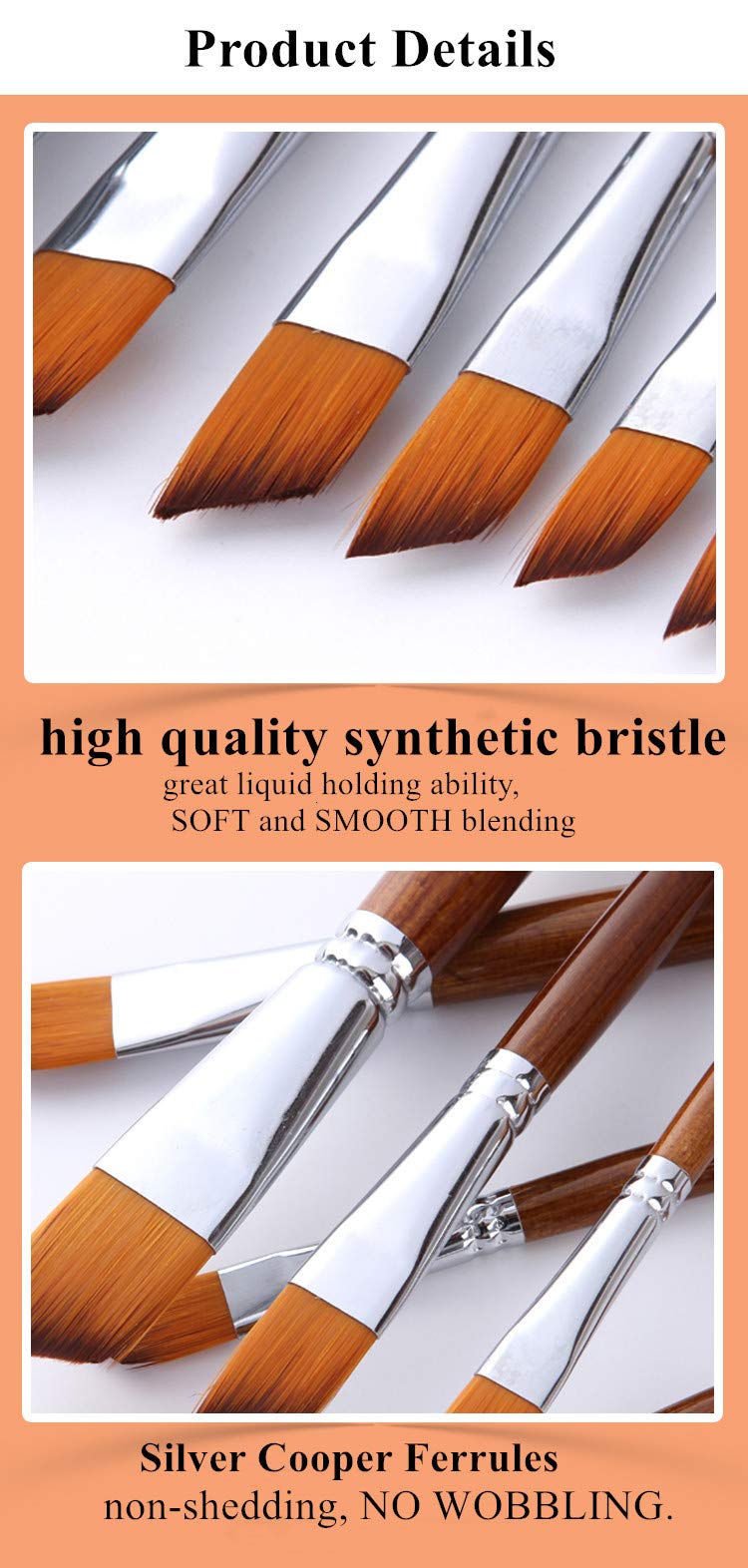 Paint Brushes Nylon Hair Angular Brushes 13pcs Long Handle Acrylic Paint Brush Set for Canvas Painting Oil Paint Professional Painting Kits (Angular 13pcs Longer Handle)