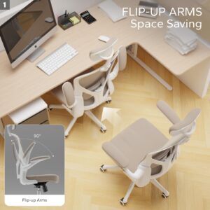 SICHY AGE Ergonomic Office Chair Home Desk Office Chair with Adjustable Headrest & Cushion for Lumbar Support, High Back Computer Chair with Thickened Cushion Desk Chairs Khaki