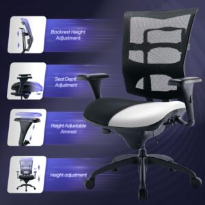 Big and Tall Office Chair 450lbs, Heavy Duty Ergonomic Mesh Chair with Height Adjustable Backrest, Large Office Chair, Arms Sliding Seat，Black