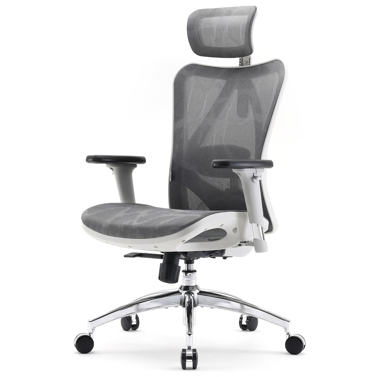 SIHOO M57 Ergonomic Office Chair with 3 Way Armrests Lumbar Support and Adjustable Headrest High Back Tilt Function Light Grey