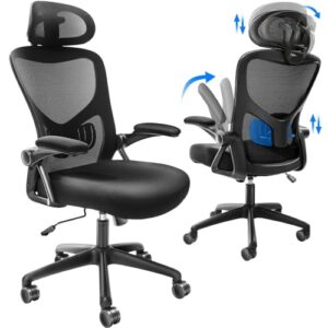 vevor office chair, high back ergonomic desk chair with adjustable lumbar support & headrest, 2d armrest, polypropylene chair for home office, black, 286 lbs capacity