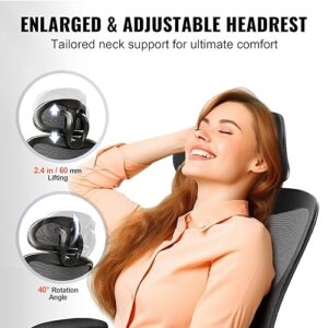 VEVOR Office Chair, High Back Ergonomic Desk Chair with Adjustable Lumbar Support & Headrest, 2D Armrest, Polypropylene Chair for Home Office, Black, 286 lbs Capacity