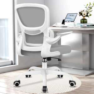 razzor office chair, ergonomic desk chair with lumbar support and adjustable armrests, comfy desk chair breathable mesh mid back computer chair, reclining office chair for home office - light gray