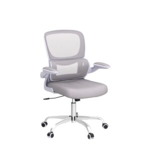 Razzor Office Chair, Ergonomic Desk Chair with Lumbar Support and Adjustable Armrests, Comfy Desk Chair Breathable Mesh Mid Back Computer Chair, Reclining Office Chair for Home Office - Light Gray