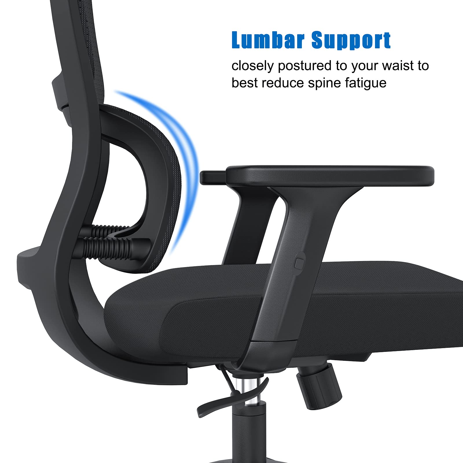 Ergonomic Office Chair with Upgraded Lumbar Support and Adjustable Armrest Headrest, Desk Chair with Mesh High Back, Home Office Desk Chair, Computer Chair, Rolling Chair