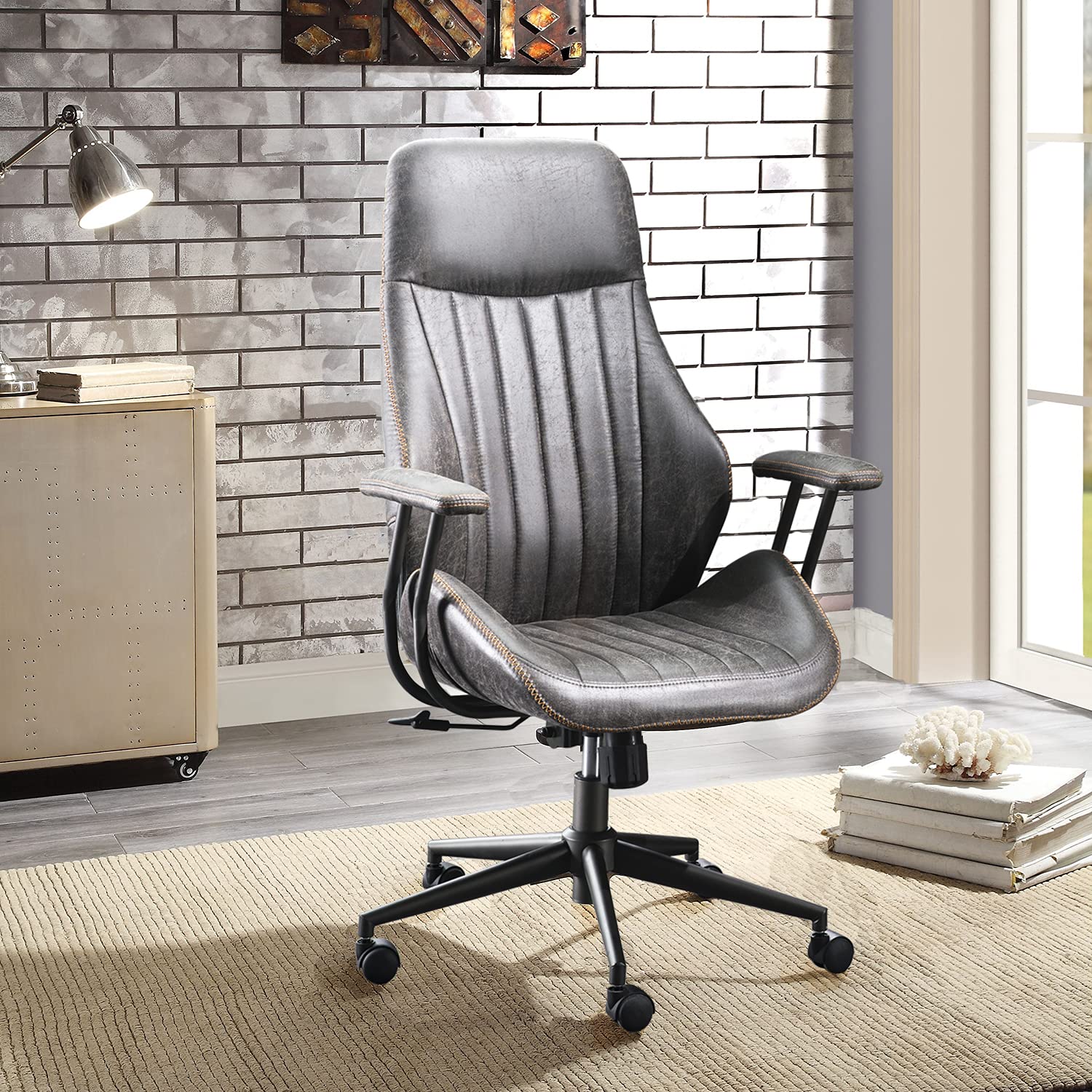 XIZZI Ergonomic Chair Office Computer Chair Executive High Back Home Office Desk Chairs with Armrest Lumbar Support (Dark Grey)