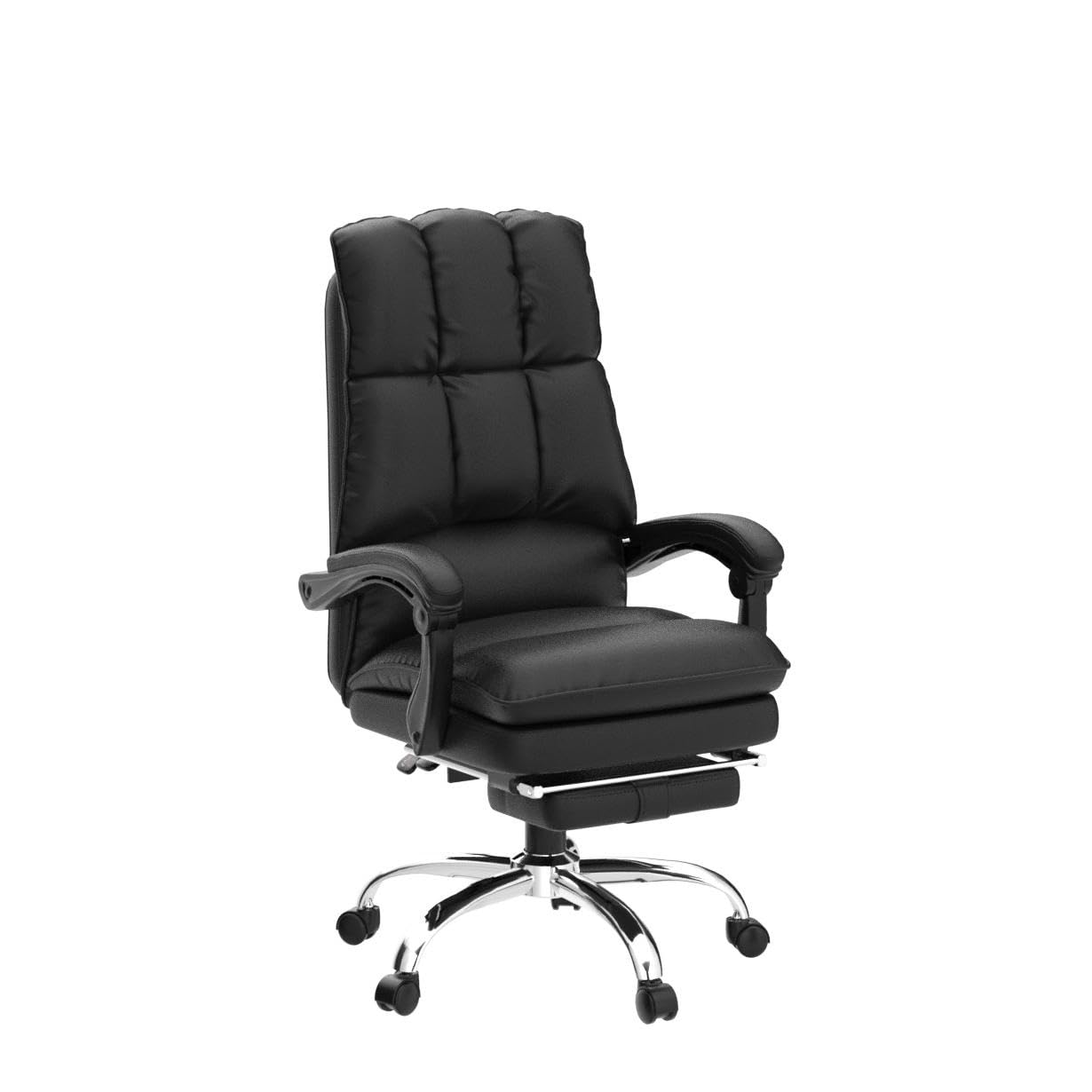 Giantex Ergonomic Office Chair with Footrest, PU Leather Reclining Chair with Padded Armrests & Soft Cushioned, Executive Office Chair, Adjustable Swivel Computer Desk Chair for Home Office, Black