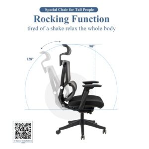 Ergonomic Office Chair, Office Chair High Back, Mesh Computer Chair with Lumbar Support, 3D Armrest, Double Backrest and Adjustable Headrest