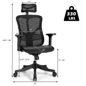 Ergonomic Office Chair, High Back Office Chair with Adjustable Lumbar Support Comfortable Thick Cushion Computer Desk Chair Wide Headrest & Reclining Task Chair 3D Armrest Ergonomic Chairs