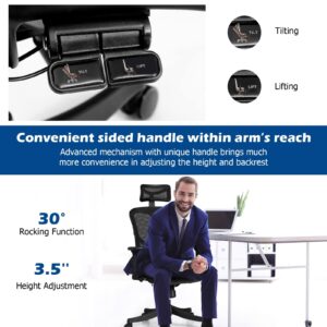 Ergonomic Office Chair, High Back Office Chair with Adjustable Lumbar Support Comfortable Thick Cushion Computer Desk Chair Wide Headrest & Reclining Task Chair 3D Armrest Ergonomic Chairs
