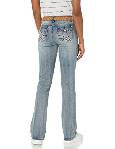 WallFlower Women's Size Legendary Slim Bootcut Mid-Rise Belted Insta Stretch Juniors Jeans (Standard, Tiffany, 20 Plus