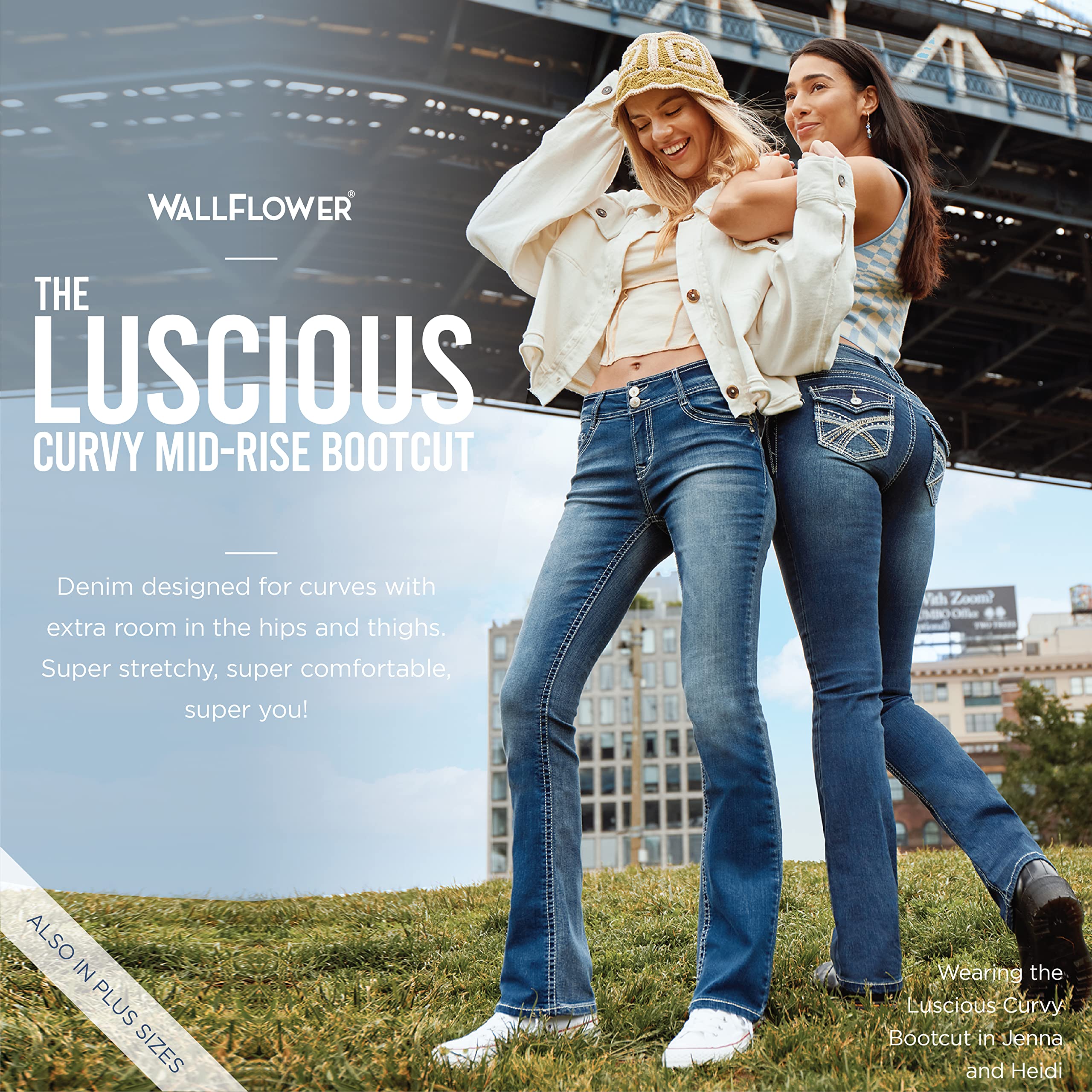 WallFlower Women's Size Luscious Curvy Bootcut Mid-Rise Bling Insta Stretch Juniors Jeans (Standard, Galaxy Legacy, 20 Plus