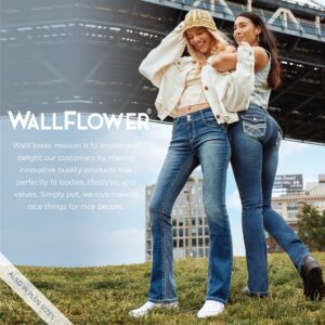 WallFlower Women's Tomboy Jogger Denim Mid-Rise Insta Stretch Juniors Jeans, Carbon, 1