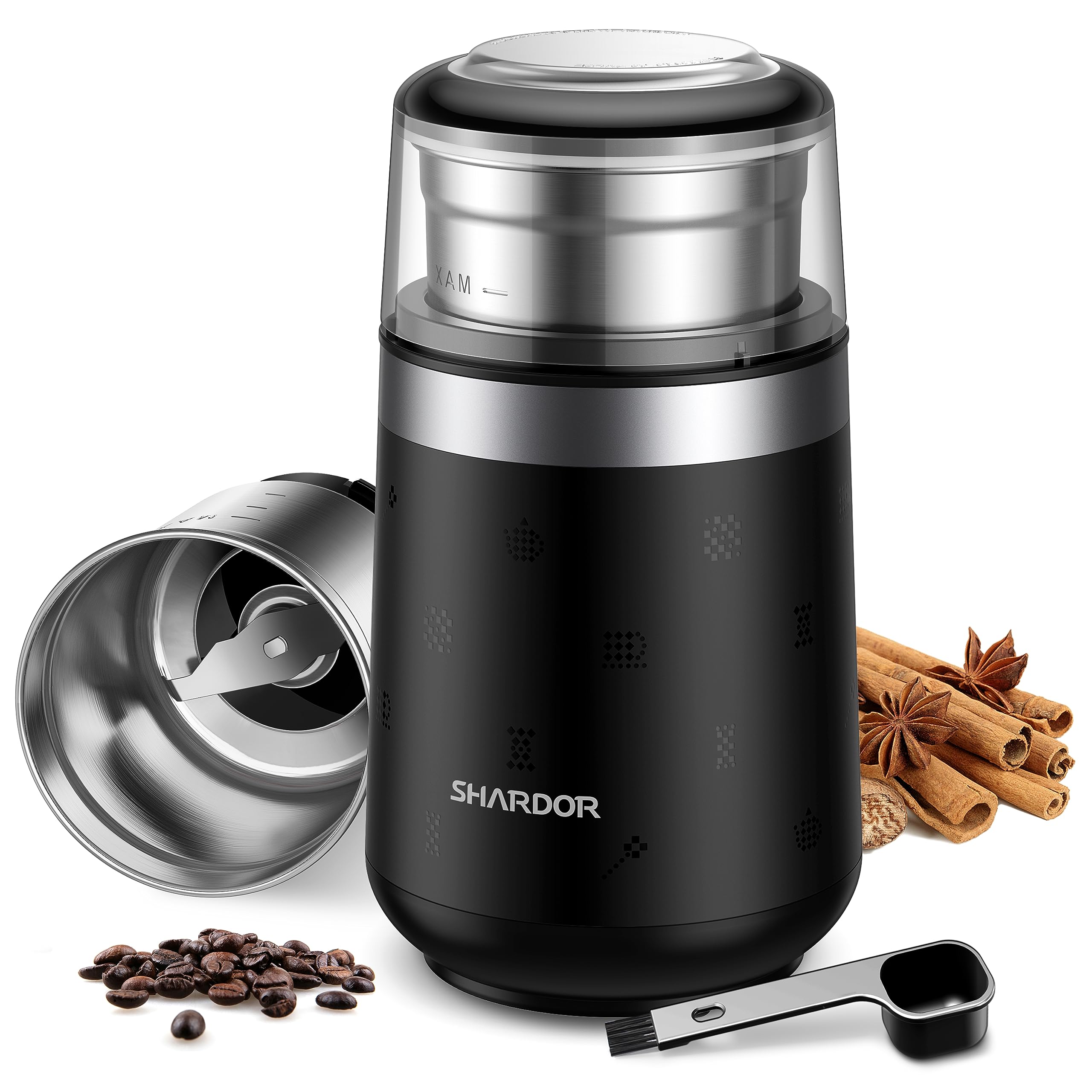 SHARDOR Super Silent Coffee Grinder Electric, Herb Grinder, Spice Grinder, Coffee Bean Grinder, Espresso Grinder with 1 Removable Stainless Steel Bowl