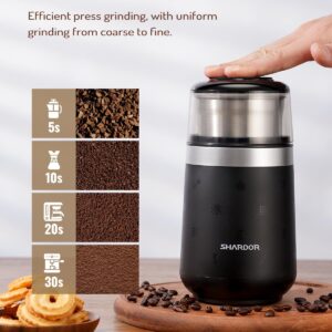 SHARDOR Super Silent Coffee Grinder Electric, Herb Grinder, Spice Grinder, Coffee Bean Grinder, Espresso Grinder with 1 Removable Stainless Steel Bowl