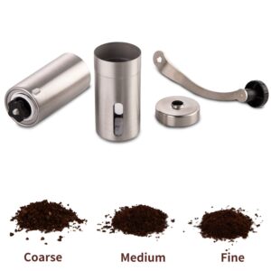 PARACITY Manual Coffee Bean Grinder Stainless Steel Hand Coffee Mill Ceramic Burr for Aeropress, Drip Coffee, Espresso, French Press, Turkish Brew