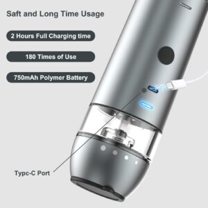 Electric Salt and Pepper Grinder 2 In 1 Duel Heads Grinding, Type-C Rechargeable, One Button Operation & Gravity, Automatic Salt Pepper Mills with Ceramic Grinding Teeth, 5-Precise Grind Settings